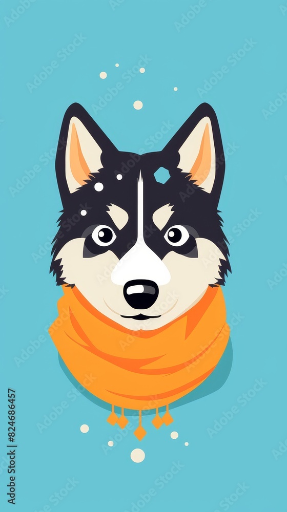Dog with bandana flat design top view playful theme animation Analogous Color Scheme Dog with bandana flat design top view playful theme animation Analogous Color Scheme