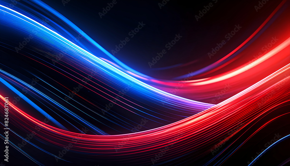neon wavy lines and glowing red and blue colored on black background neon wavy lines and glowing red and blue colored on black background