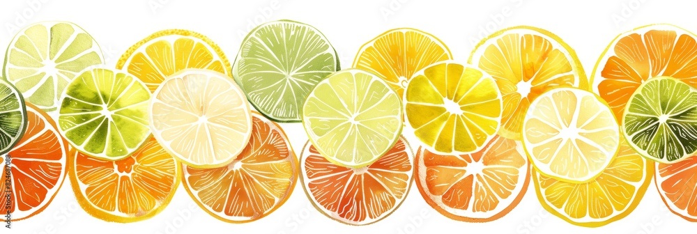 Fresh, colorful citrus assortment for marketing graphics and text space.