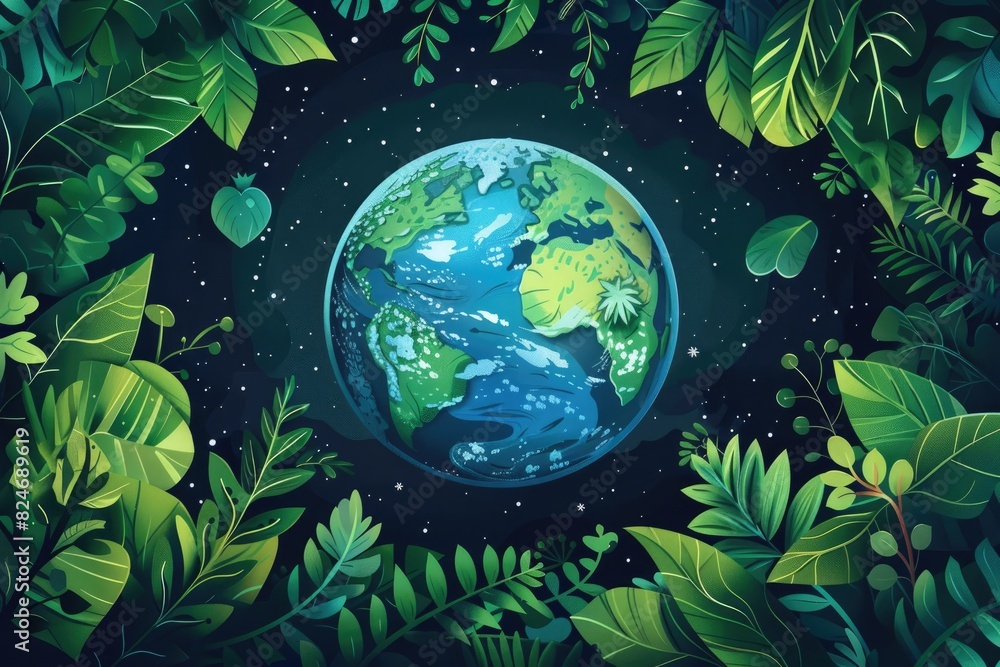 Green Earth and Leaf Illustration Green Earth and Leaf Illustration