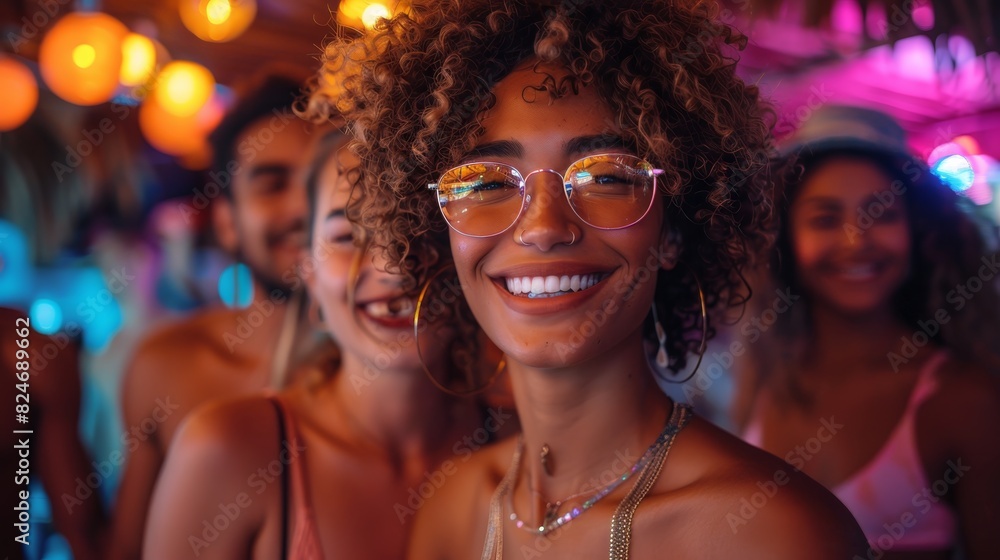 Embracing Diversity: LGBTQ+ Friends Having Fun at a Vibrant Nightclub Embracing Diversity: LGBTQ+ Friends Having Fun at a Vibrant Nightclub
