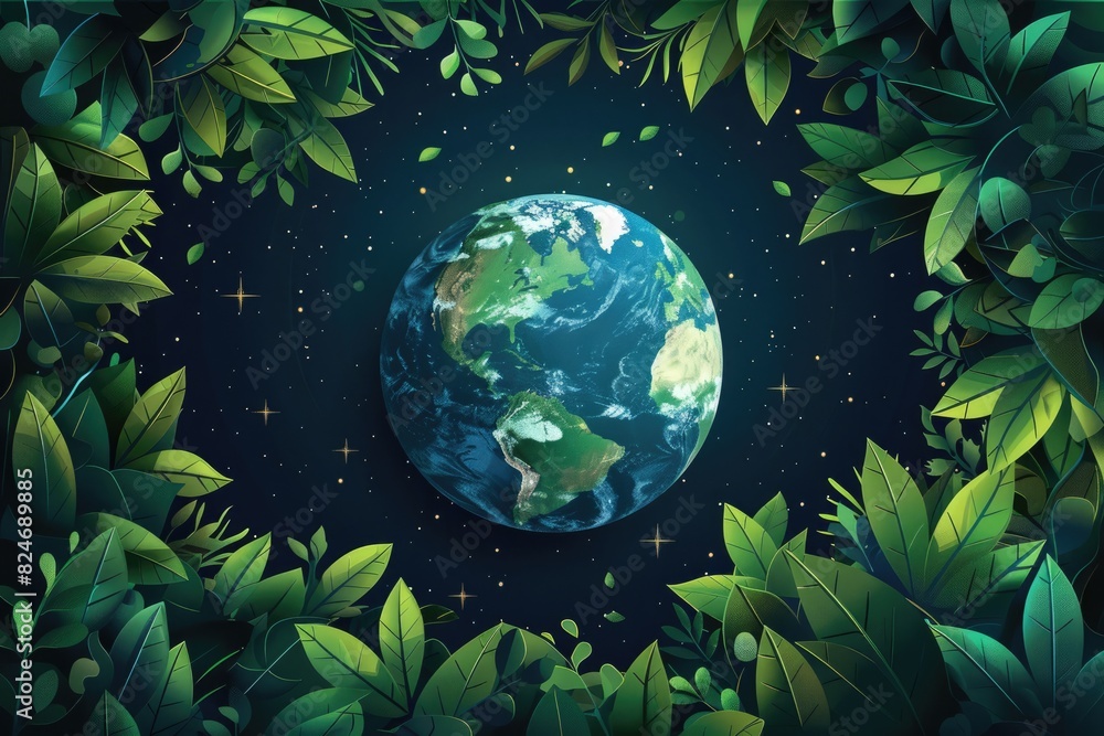 Green Earth and Leaf Illustration Green Earth and Leaf Illustration