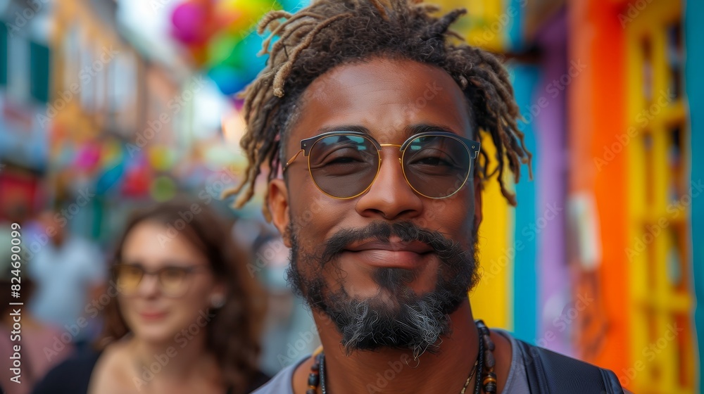 Embracing Diversity: Bisexual Couple Enjoying the Bustling Energy of a Colorful Street Market Together Embracing Diversity: Bisexual Couple Enjoying the Bustling Energy of a Colorful Street Market Together