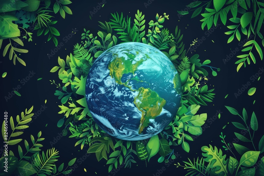 Green Earth and Leaf Illustration Green Earth and Leaf Illustration