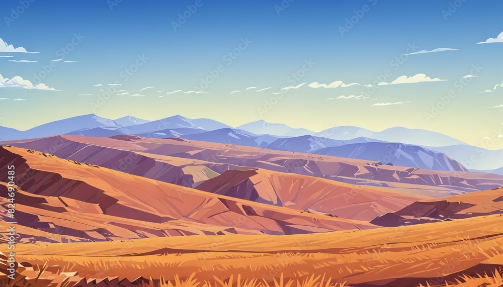 Naklejka premium High Mountain Plateau with Panoramic Views Vector Art Background