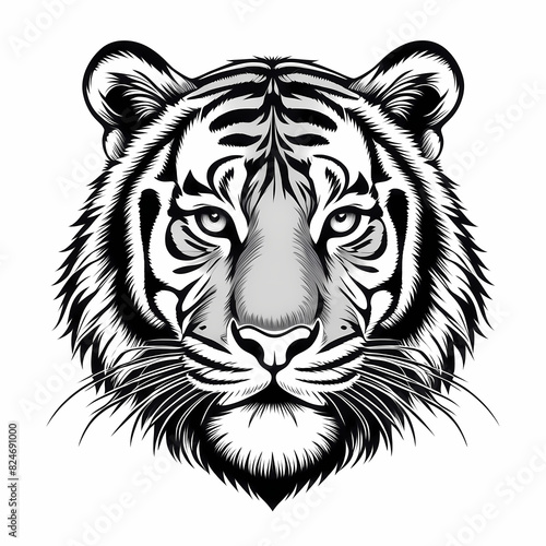 Tiger head logo: Perfect for T-shirts, business cards, and logos. Embodies strength and resilience.