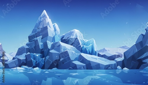 Close-Up of Iceberg with Blue Hues Vector Art Background
