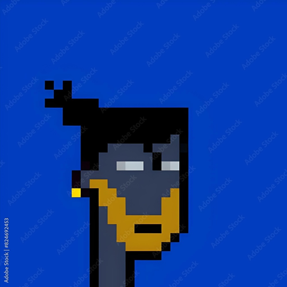 NFT non-fungible token avatar Pixel style Crypto punk with tied hair. Crypto punk. pixel art. pixel illustration. pixel design. NFT non-fungible token avatar Pixel style Crypto punk with tied hair. Crypto punk. pixel art. pixel illustration. pixel design.