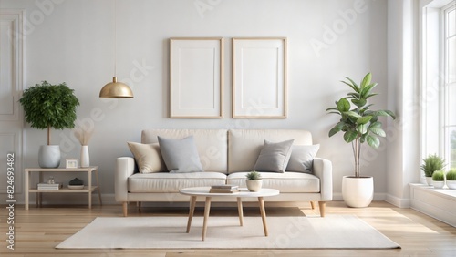 Clean White Frame on Scandinavian Living Room Wall 