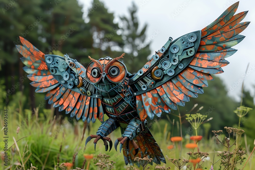 Fototapeta premium Golden eagle soaring through the sky with majestic wings