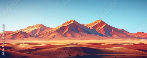 Empty space landscapes desert dunes flat design front view vast expanse theme animation vivid photo