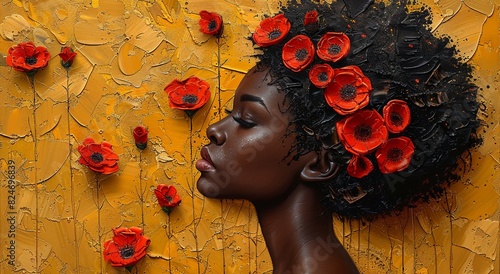Portrait of a egelant Woman with Poppies