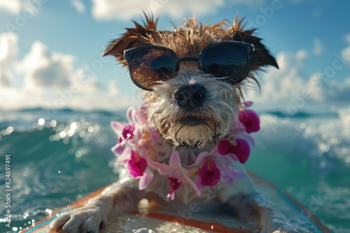 Wallpaper Mural The little dog wearing glasses is surfing Torontodigital.ca