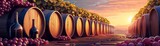 Food and wine festivals wine barrels flat design front view rustic charm theme animation Splitcomplementary color scheme
