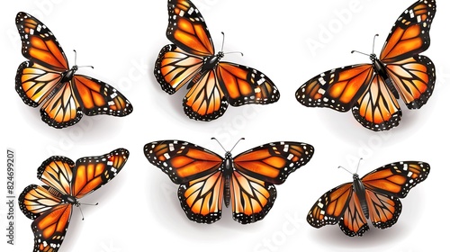 Wallpaper Mural Attractive Colored butterflies of different types on a white background Torontodigital.ca