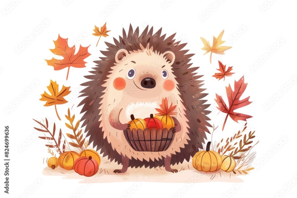 A hedge holding a basket of pumpkins. Ideal for autumn-themed designs A hedge holding a basket of pumpkins. Ideal for autumn-themed designs