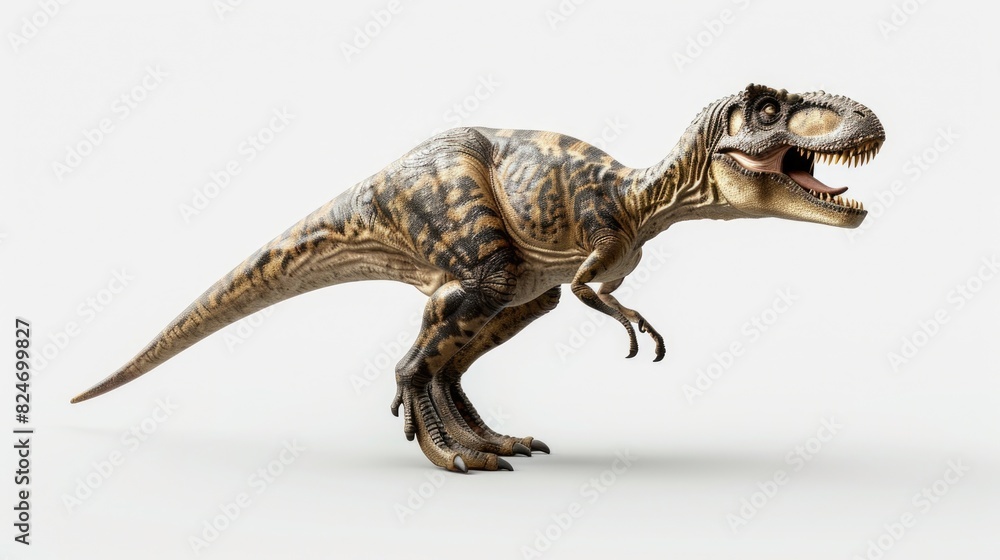 A toy T-Rex figurine with its mouth wide open. Suitable for educational or playful designs A toy T-Rex figurine with its mouth wide open. Suitable for educational or playful designs
