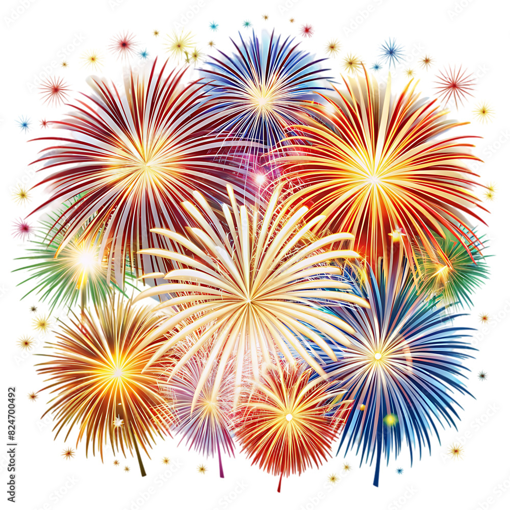 Fototapeta premium Fireworks display bursting in patriotic colors