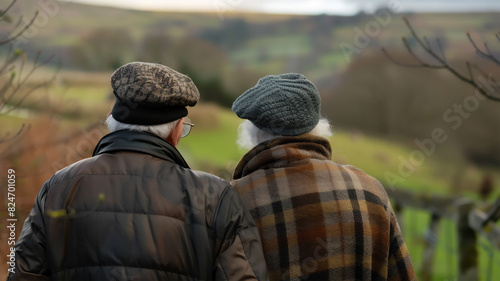 Wallpaper Mural Close-up of an elderly couple enjoying a stroll through a picturesque rural landscape. symbolizes tranquility, connection with nature and joy in the simple moments of life. Torontodigital.ca
