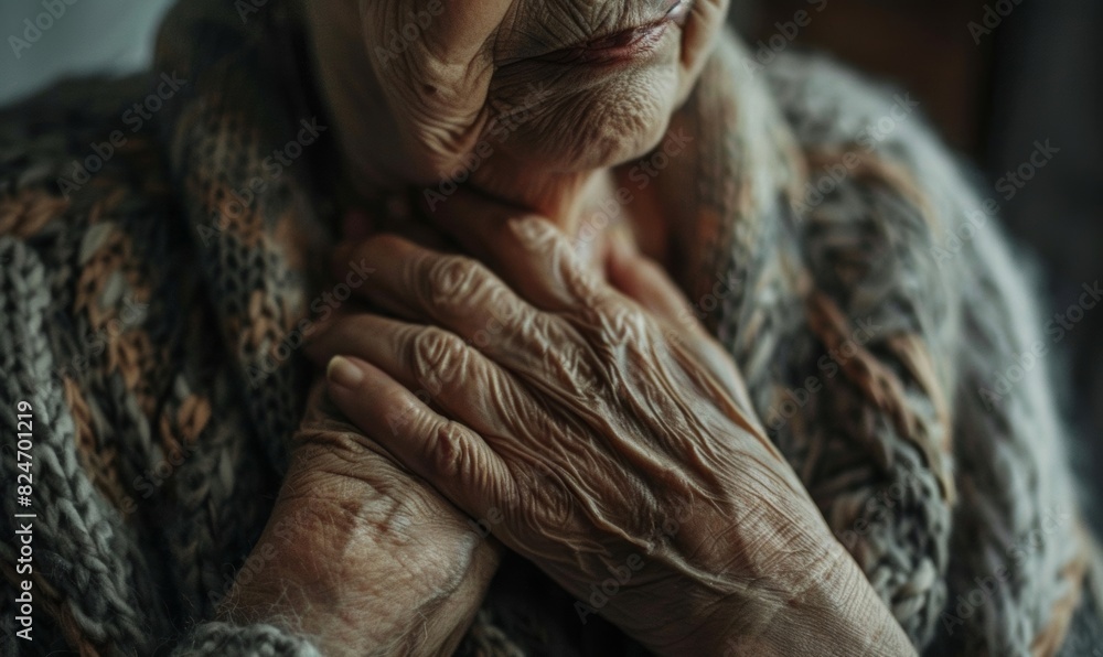 Elderly Person Holding Chest Indicating Heart Pain
Elderly Person Holding Chest Indicating Heart Pain