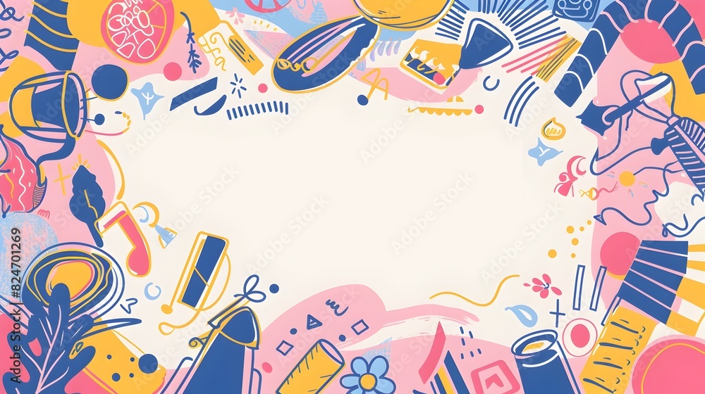 Vibrant Carnival Doodle Border for Playful Print Design Vibrant Carnival Doodle Border for Playful Print Design