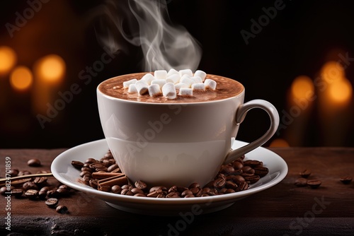 Hot Chocolate Steam: Steam rising from a cup of rich hot chocolate.