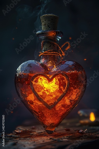 A heart enclosed in a glass bottle. Ideal for love and romance concepts