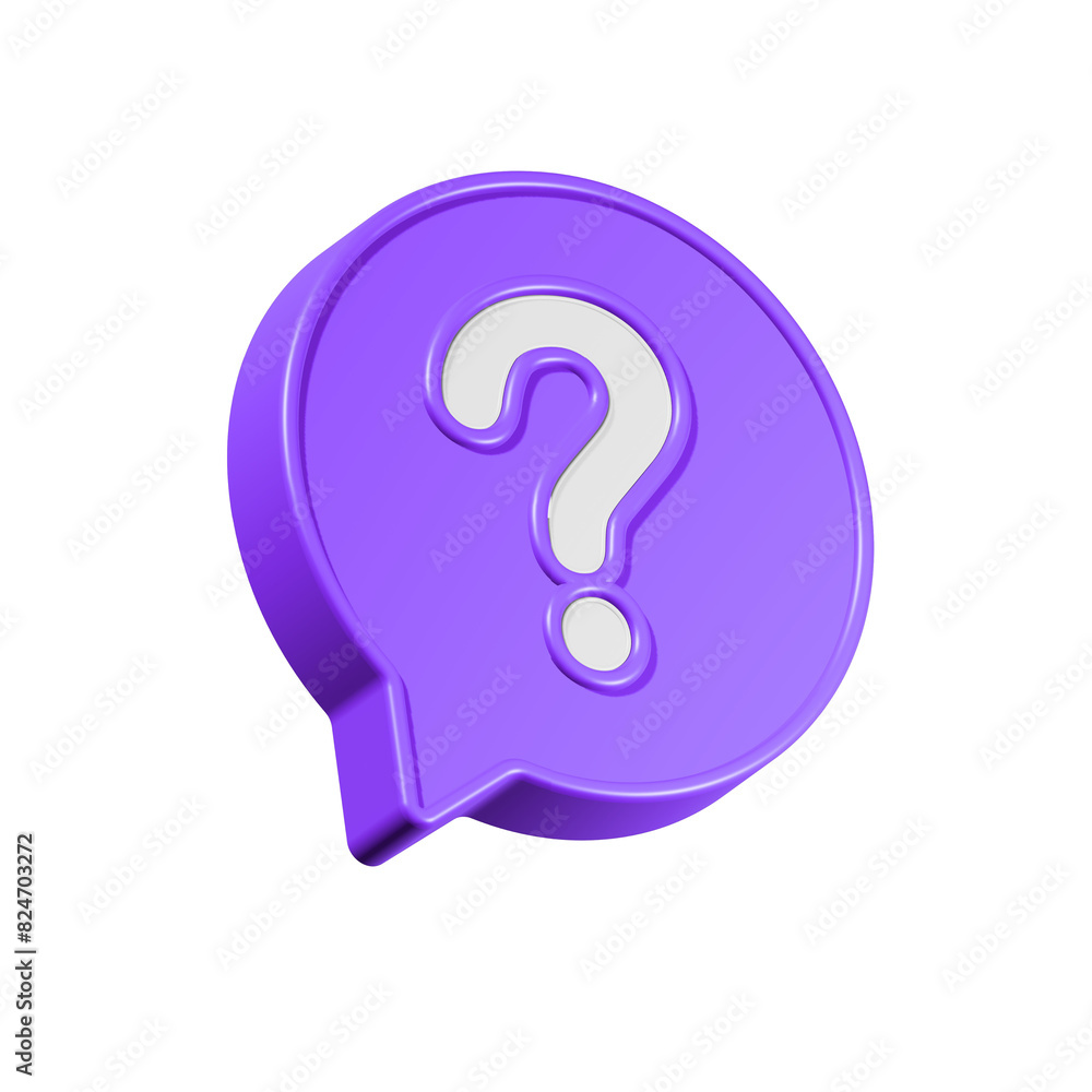 Speech bubble with question mark. FAQ, support, help concept. 3d vector icon Speech bubble with question mark. FAQ, support, help concept. 3d vector icon