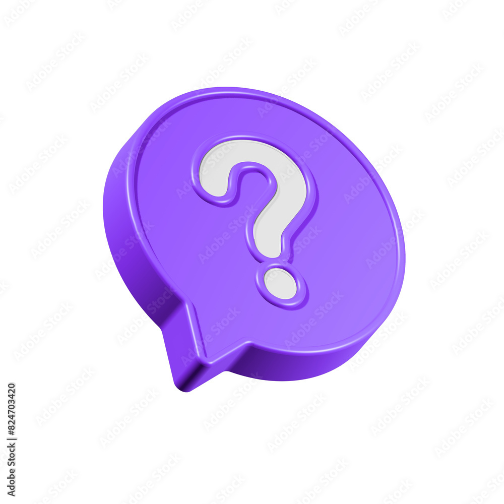 Speech bubble with question mark. FAQ, support, help concept. 3d vector icon Speech bubble with question mark. FAQ, support, help concept. 3d vector icon