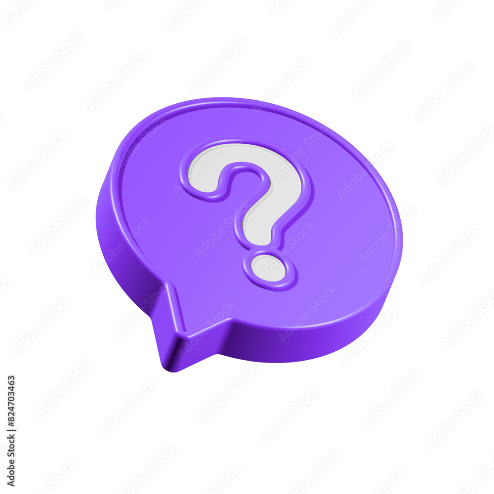 Speech bubble with question mark. FAQ, support, help concept. 3d vector icon Speech bubble with question mark. FAQ, support, help concept. 3d vector icon