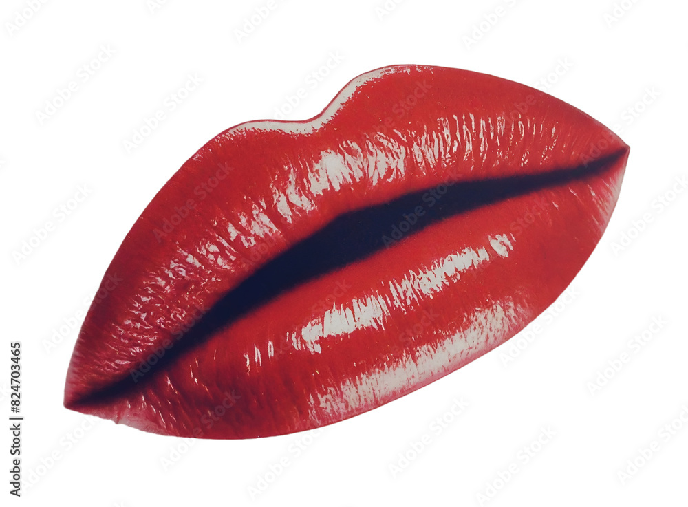 Red lip. PNG file. Mockup template for artwork graphic design Red lip. PNG file. Mockup template for artwork graphic design