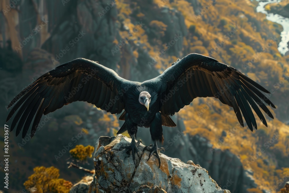 custom made wallpaper toronto digitalA large bird sitting on top of a rock, suitable for nature-themed designs