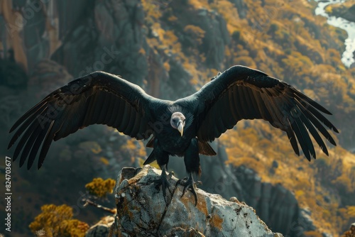 Wallpaper Mural A large bird sitting on top of a rock, suitable for nature-themed designs Torontodigital.ca