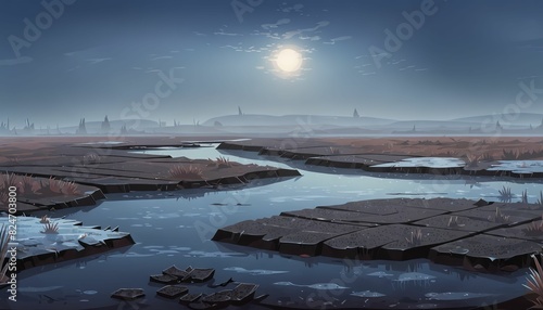 Wallpaper Mural Early Frost on Overcast Peat Bog Vector Art Background Torontodigital.ca