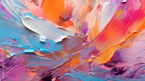 Dynamic Oil Paint Canvas Abstract Background: Brushstroke Melody