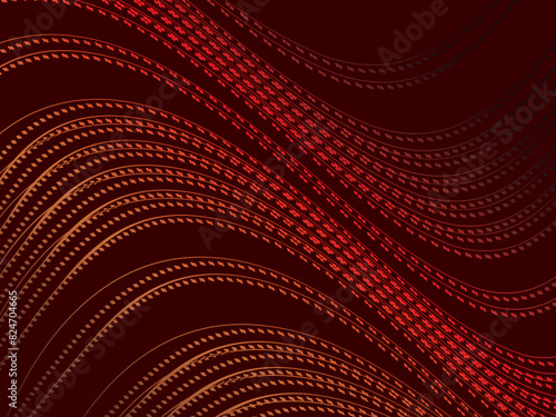 Wavy abstract background with modern gradient red color. Wavy lines and dots technology background.