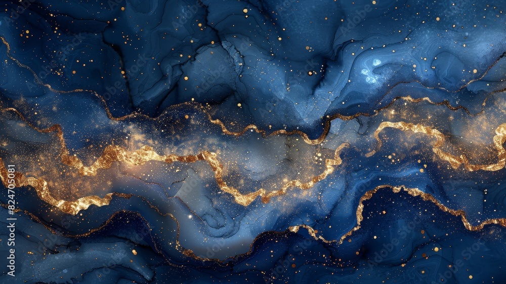 Abstract Painting in Gold and Blue Abstract Painting in Gold and Blue