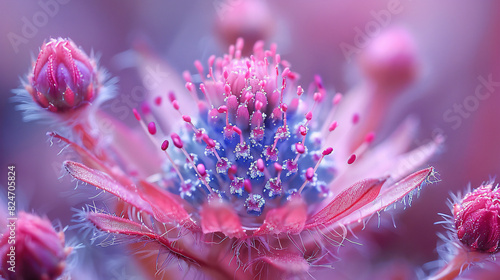 Closeup on a flowering greater burdock photo