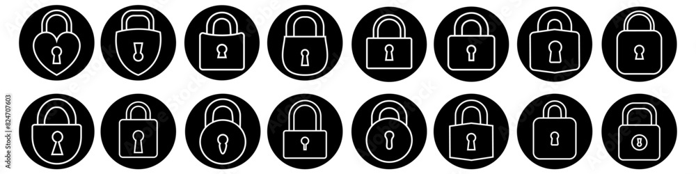 Lock Icon Vector set on white background. protection illustration sign collection. Padlock symbol. Lock Icon Vector set on white background. protection illustration sign collection. Padlock symbol.