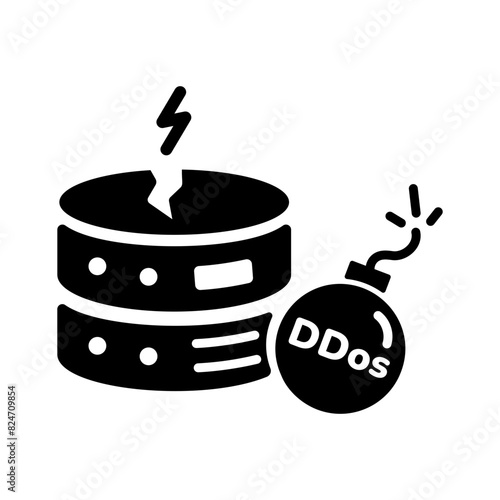 Scalable glyph icon depicting ddos attack 