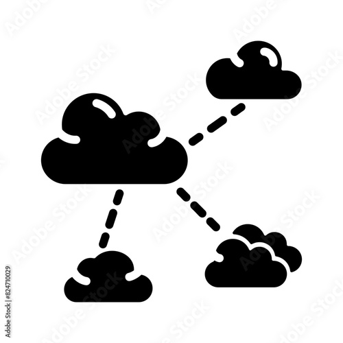 Handy solid icon of a distributed cloud 