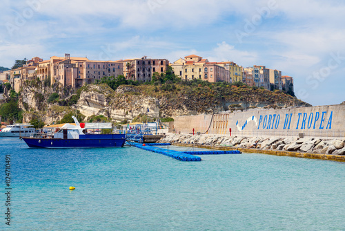 View of Porto di Tropea harbor in Calabria, Italy.