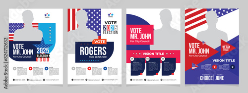 Modern political election flyer design template, creative layout vote campaign presidential election brochure cover leaflet vector layout design.