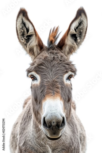 A close-up image of a donkey looking directly at the camera. Perfect for animal lovers or farm-related projects © Fotograf