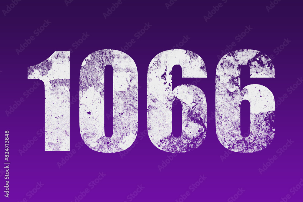 flat white grunge number of 1066 on purple background. flat white grunge number of 1066 on purple background.