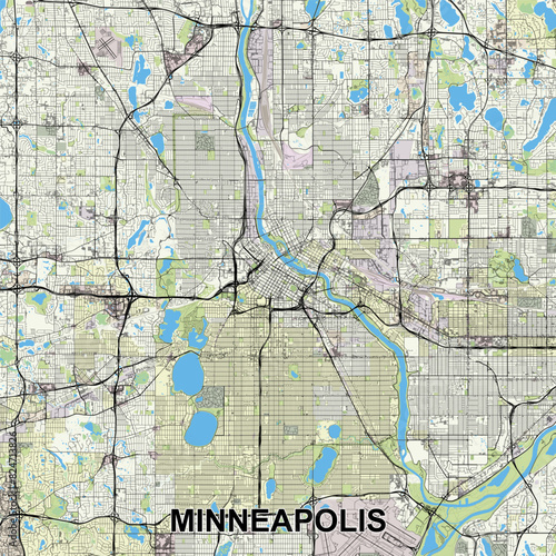 Minneapolis  Minnesota  United States map poster art