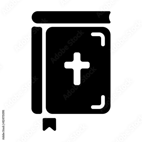 Premium solid style icon of bible book 