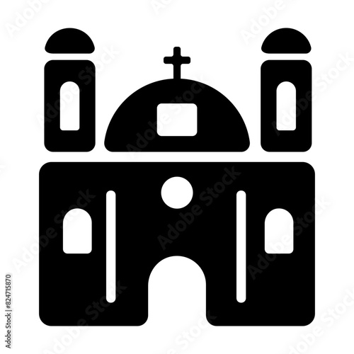 Trendy glyph style icon of malbis church