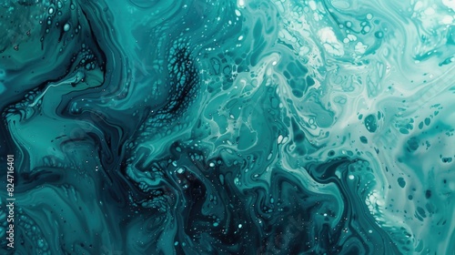 Close up of a blue and green fluid painting, suitable for artistic backgrounds