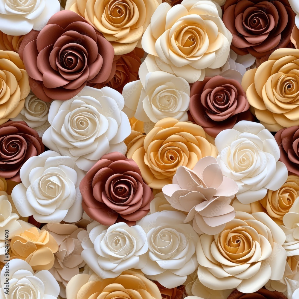 3D Roses Seamless Pattern, brown and white roses, tiled pattern, 3D Illustration, 3D Rendering 3D Roses Seamless Pattern, brown and white roses, tiled pattern, 3D Illustration, 3D Rendering